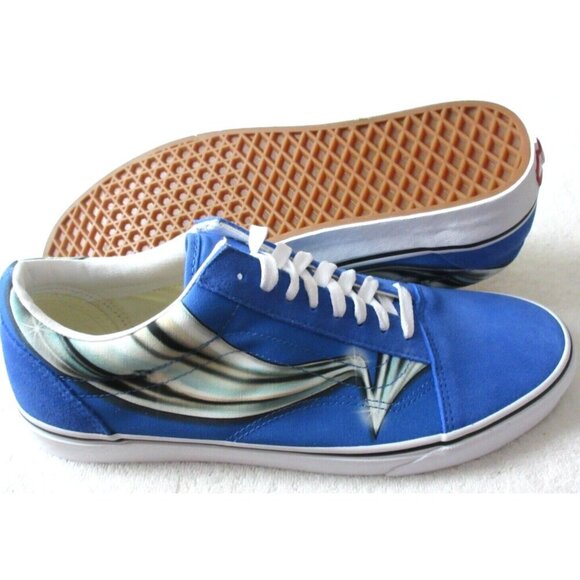 Vans Men\'s Old Skool Warp Nebulas Blue Chrome Suede Canvas Shoes Sizes NIB